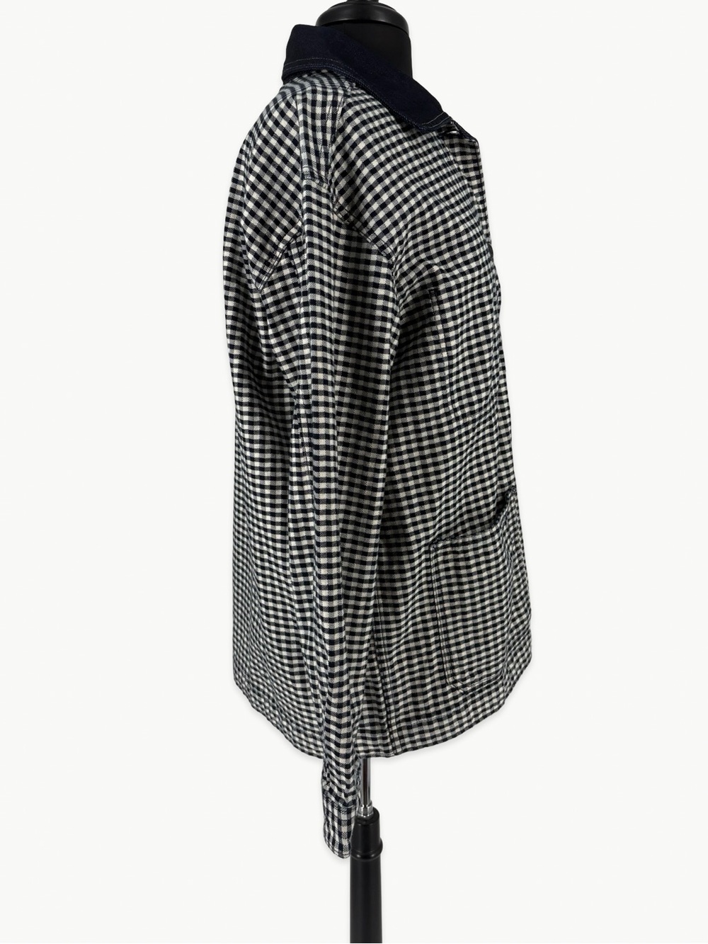 Gap × DÔEN Gingham Oversized Denim Jacket Size Large Navy Blue Coastal - Picture 9 of 13